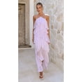 thumbnail image 3 of Vestido de Color Sólido Elegante de Gasa en Capas con Volantes, Moda Casual de las Mujeres 3/4 Manga Cuello Redondo para el Hogar Y el Uso Diario, 3 of 8