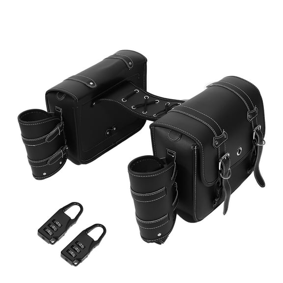 Unique Bargains 1 Pair Universal Motorcycle Saddlebag Side Cycling Luggage Tool Bags Adjustable Buckles Black