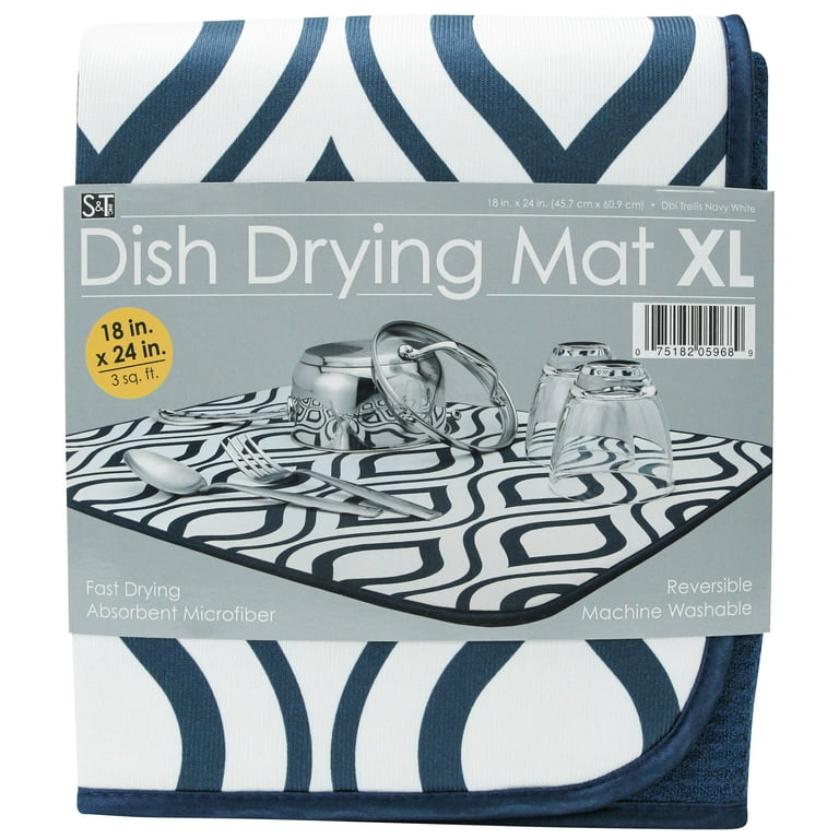 S&T XL Reversible Microfiber Dish Drying Mat - Teal - 18 x 24