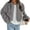 Grey, variant on Womens Winter Coats Fluffy Cropped Faux Fur Jacket Long Sleeve Open Front Shaggy Outerwear Trendy Clothes