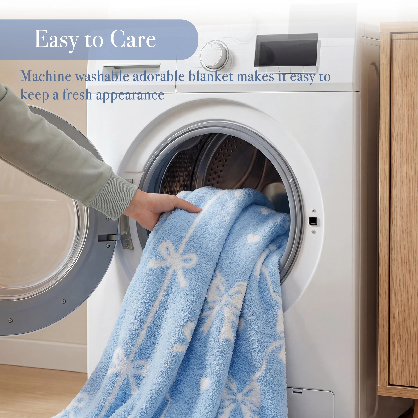 Catami Reversible Throw Blanket,Blue Bow,50*60