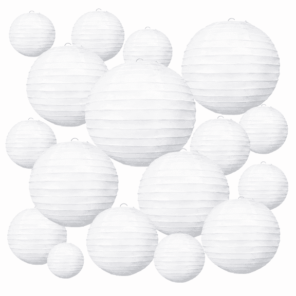 16Pcs Assorted Sizes White Foldable Round Paper Lanterns, Hanging  Decorative Lamp for Wedding Birthday Christmas Bridal Party Home Decor