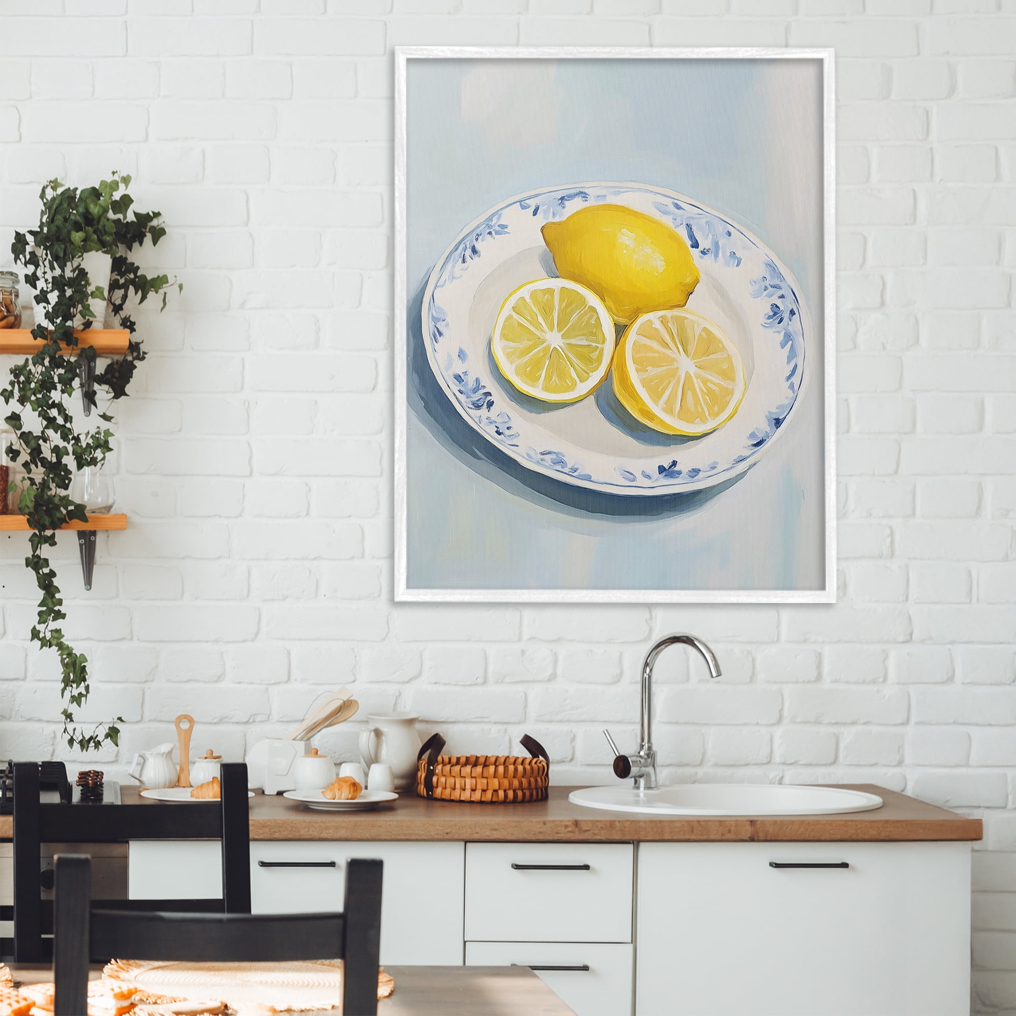 Stupell Industries Plate of Juicy Lemons White Framed Giclee Art, design by The Prints Vibe