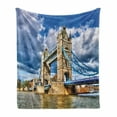 thumbnail image 1 of London Soft Flannel Fleece Blanket, Historical Tower Bridge on River London UK British Day Time International Heritage, Cozy Plush for Indoor and Outdoor Use, 50" x 60", Multicolor, by Ambesonne, 1 of 6
