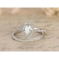thumbnail image 2 of 1.50 Ct Pear cut Moissanite and Moissanite Bridal Set with 18k Gold Plating, 2 of 5