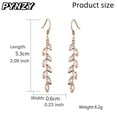 thumbnail image 5 of PYNZY Dangling Earrings for Women Bridal Earrings for Wedding Delicate Leaf Plated Rose Gold Long Earrings, 5 of 6