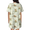 thumbnail image 4 of Womens Pajama Sets With Pocket, Plant Capybara Print Lounge Sets Short Sleeve Sleepwear PJ Sets for Women, 4 of 6
