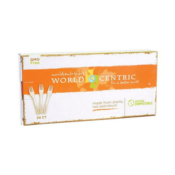 1PACK World Centric Corn Starch Fork - Case of 12 - 24 Count