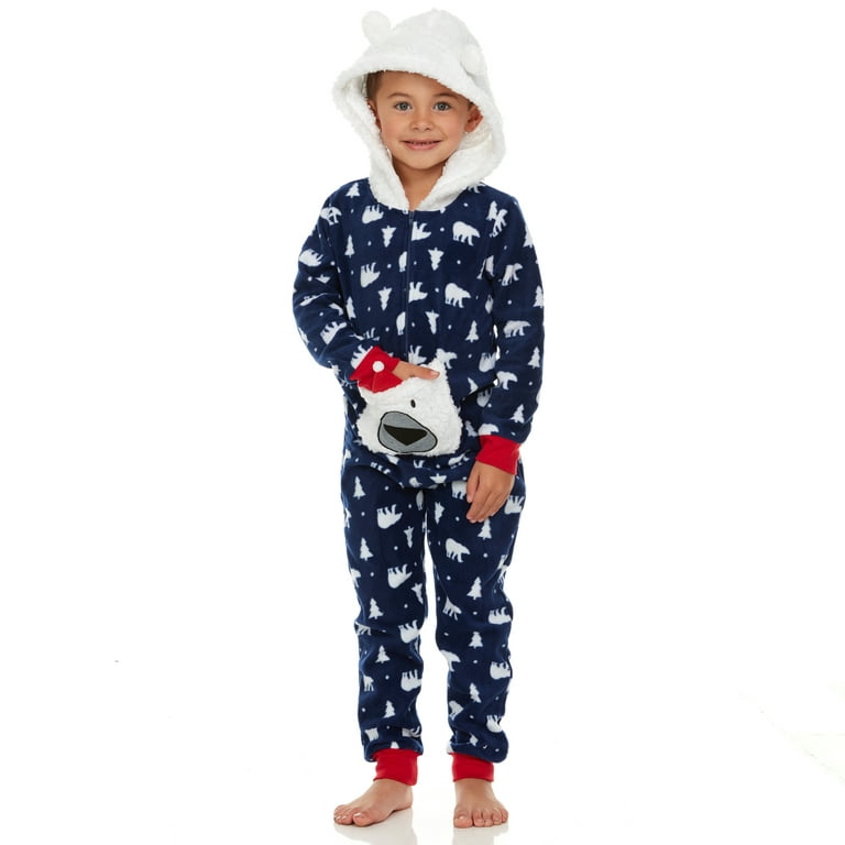 Toddler Boys Sleepware Onesie Hooded Night Pajama with Cartoon Pet Pocket,  Available in Sizes 2-12 Years Old Toddler Boy Nightwear Pajama, Cozy 
