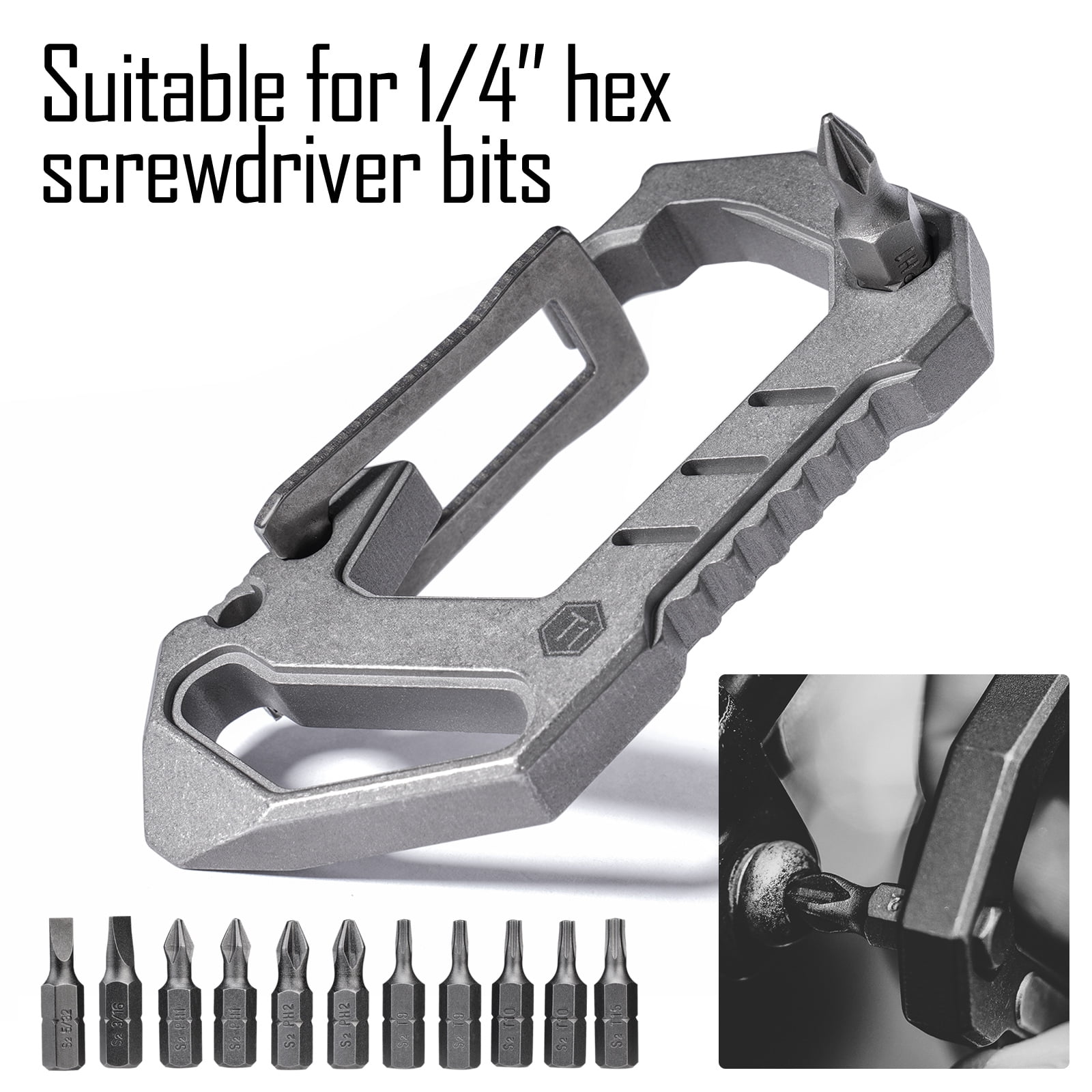 Key Unity Titanium Multitool Carabiner Keychain, 6 in 1 EDC Multitool Keychain for Men and Women,3.1x1.5x0.3inches, KU03