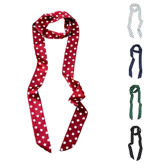 HNMKIU Silk Scarves Elegant Polka Silk Scarf Versatile Fashion For Hair And Waist Styling Red,One Size