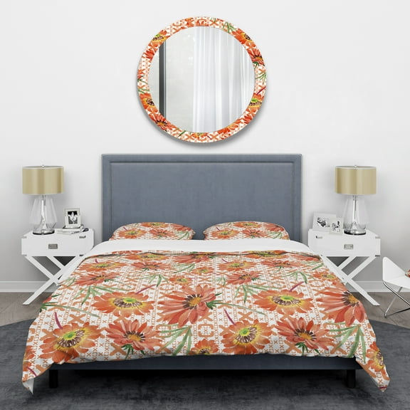 Designart 'Floral Botanical Retro I' Mid-Century Modern Duvet Cover Set