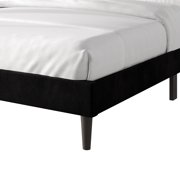 Castle Place Sophisticated Wingback Velvet Upholstered Twin Platform Bed, Black