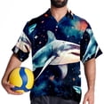 thumbnail image 4 of Starry Shark Men's Short Sleeve Poplin Shirt with Spread Collar Tops, Casual Printed Button Down, Summer Beach Shirt for Men - Unisex, Stylish Men's Shirts, 4 of 6