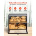 thumbnail image 4 of VEVOR Double Layer Bread Box for Kitchen Counter Bamboo Storage Bread Container Black, 4 of 9