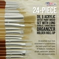 thumbnail image 2 of U.S. Art Supply 24 Piece Oil & Acrylic Paint Long Handle Brush Set FREE Canvas Roll-Up, 2 of 5