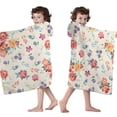 thumbnail image 4 of Pioneer Flower Floral Print Pattern Hooded Bath Towel，50"x30" for Ages 3 To 12 Kids, Quick Dry Lightweight Soft Microfiber Hood Beach Towel Cover Up for Kids, 4 of 7