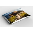 thumbnail image 2 of Ambesonne Australia Pillow Sham 2 Pack, Rocks Bridge and the Sea, 30"x20", Tan Green Blue, 2 of 3