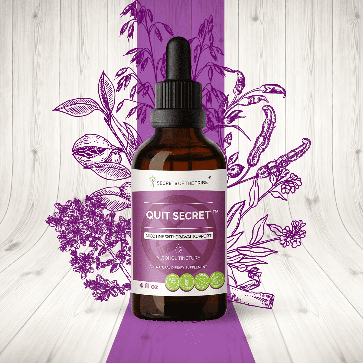 Quit Secret Alcohol Extract, Tincture, Licorice,Lungwort,Nutmeg