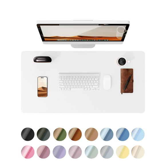 Protector de escritorio Ysagi de piel impermeable blanco 80x40 cm