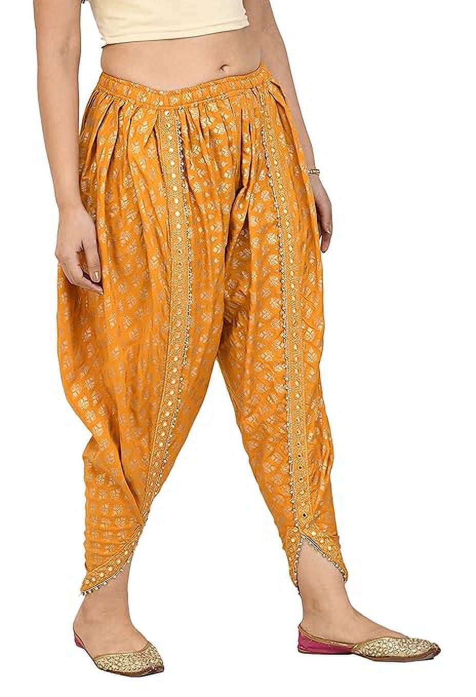 SAI DECORATIVE Women s Cotton Printed Dhoti Salwar for Women Bottom Wear Combo Free Size color Yellow Green