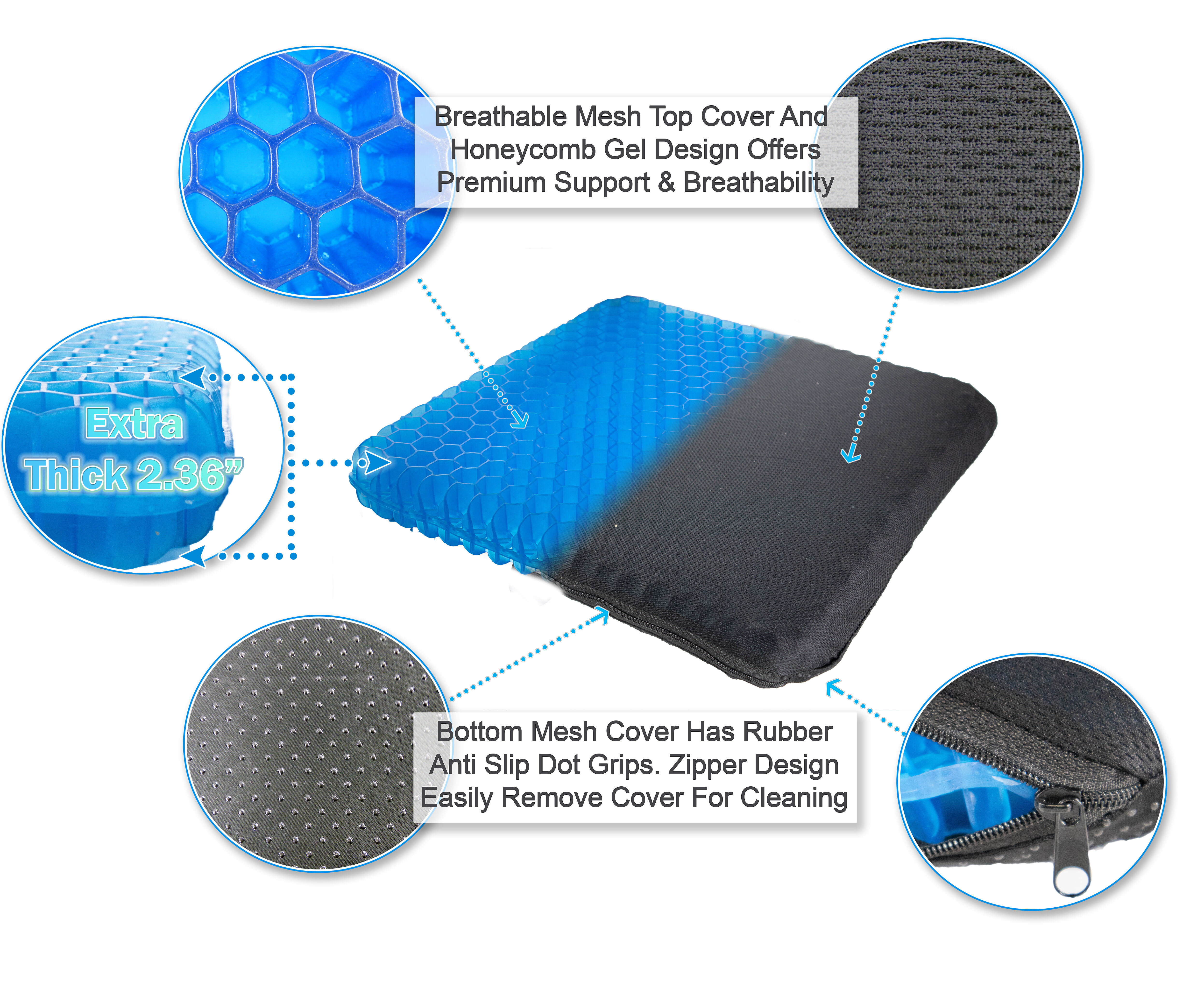 Up to 65% off Gel Seat Cushion, Cool Seat Cushion Thick Big Breathable  Honeycomb Design Absorbs Pressure Points Seat Cushion with Non-Slip Cover  Gel Cushion 