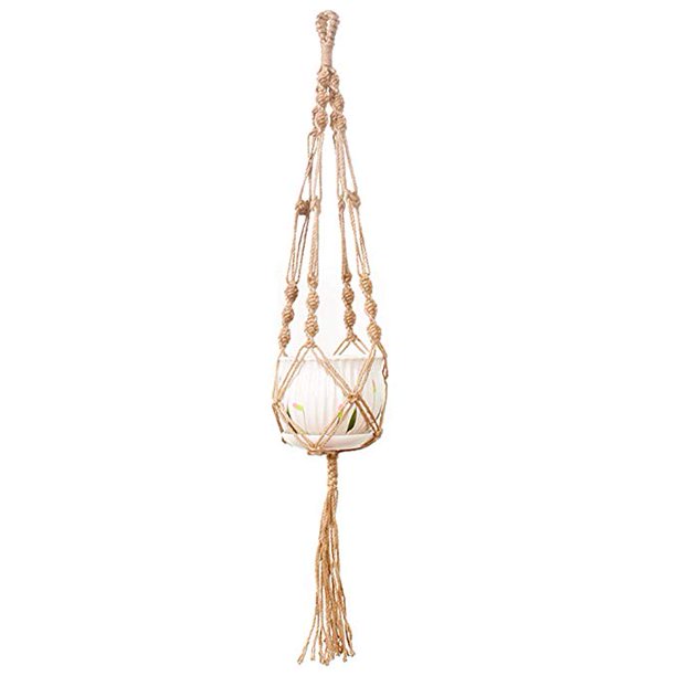 Macrame Plant Hanger Outdoor Indoor Jute Hemp Rope Hanging Planter Holder Hanging Basket Flower Hangers For Home Decor Walmart Com Walmart Com