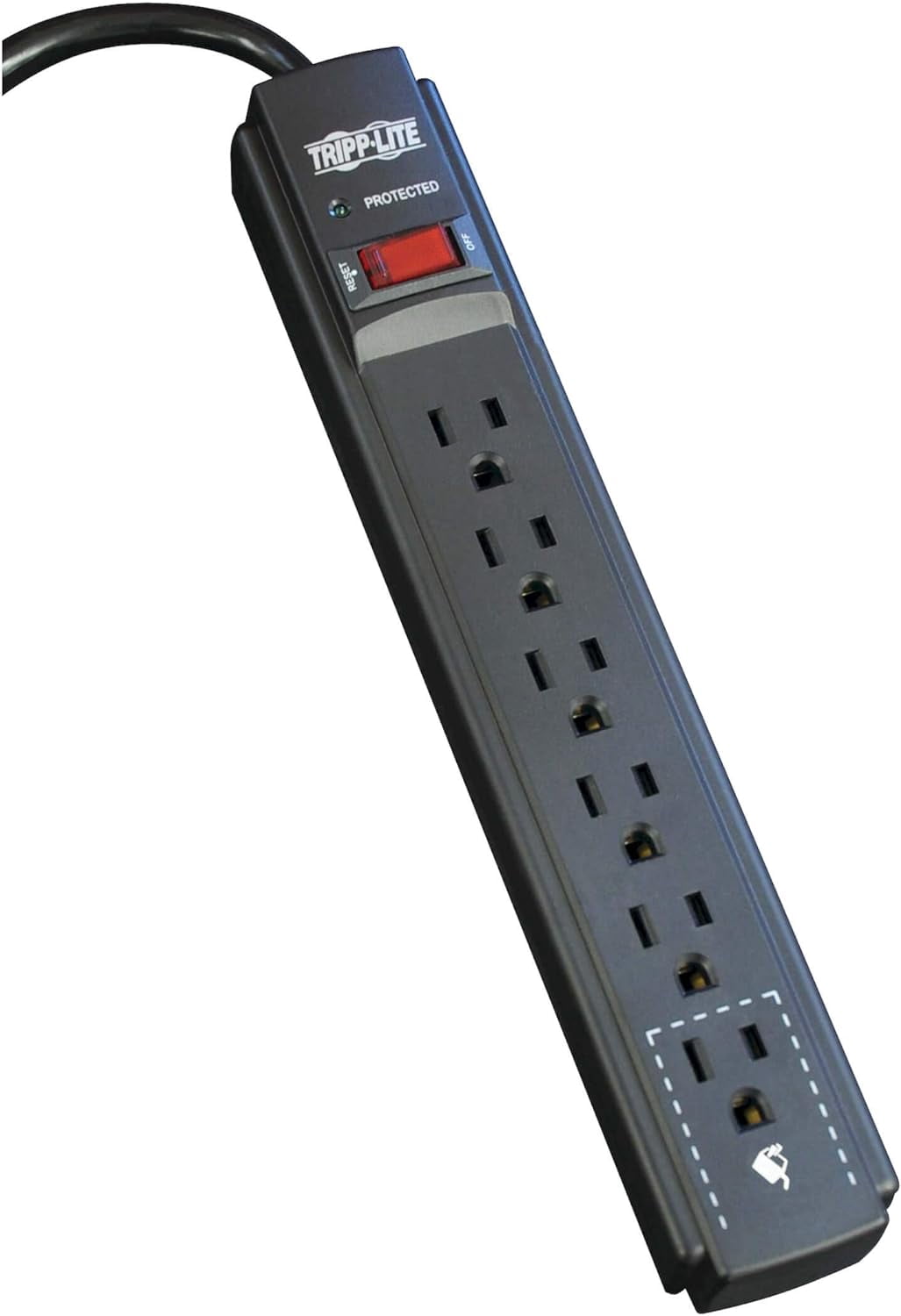 RGHJAR-Eaton Tripp Lite Series 6 Outlet Surge Protector Power Strip, 6ft Extension Cord, 900 Joules, 15A Circuit Breaker, UL Certified, Black (TLP606B)