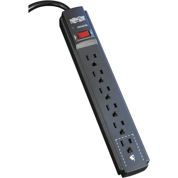 Eaton Series 6 Outlet Sur Protector Power Strip, 6ft Extension Cord, 900 Joules, 15A Circuit Breaker, UL Certified, Black (TLP606B)
