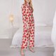 thumbnail image 3 of Balery Strawberries Conjunto de Pijama con Estampado para Mujer, Conjunto de Dos Piezas con Manga Larga, Ropa de Dormir Suave con Bolsillos, Pijamas Cómodos-Small, 3 of 7