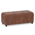 thumbnail image 2 of Avalon 42 inch Wide Contemporary Storage Ottoman in Distressed Saddle Brown Vegan Leather, 2 of 17