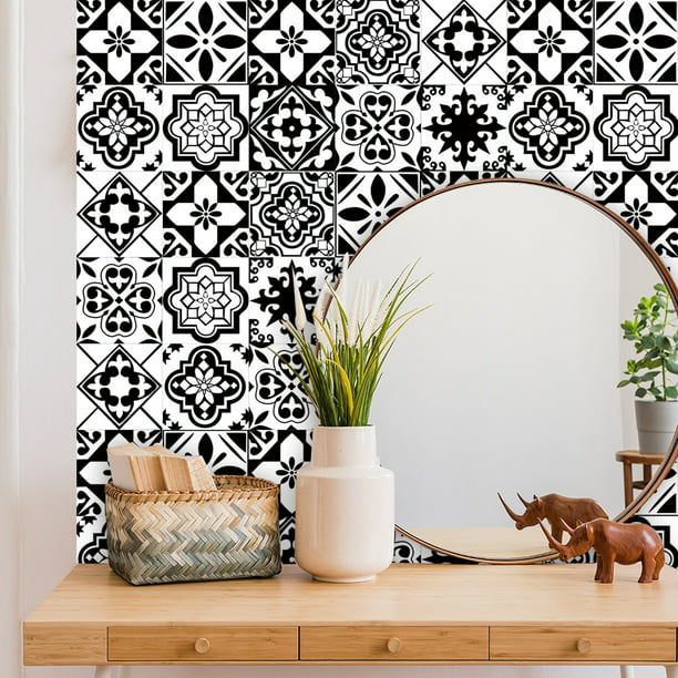 Tile Stickers 15x15cm Classic Black, Ceramic Decorative Tiles Kitchen