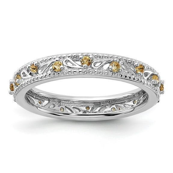 Auriga 925 Sterling Silver Citrine Ring for Women Size- 10