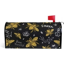 Honey Bees with Queen Crown Magnetic Mailbox Cover MailWraps Garden Yard Home Decor for Outdoor Oversized-25.5" x20.8"