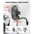thumbnail image 3 of VEVOR Wall Mount Fan, 18 in Wall Mounted Hanging Fan Oscillating, 3-Speed, Long Airflow Distance, Adjustable Rotation Angle, Mechanical Powerful for Industry, Commercial, Garage, Black, 3 of 9