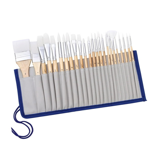 Juego de 24 pinceles para pintar, acrílico, acuarela, óleo, dibujo, rostro y cuerpo. Blanco