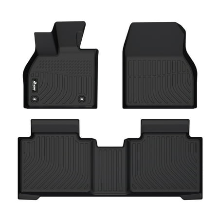 Ikon Motorsports Floor Mats Compatible With 2023-2024 Subaru Solterra, Black Car Auto TPE 3D Molded Carpets Liner Front Rear Row All Weather 3PC Set Protector