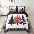 thumbnail image 2 of jejeloiu Marry Christmas Bedding Comforter Set 7 Pieces,Gray Xmas Pine Full Bedding Set,Happy New Year Fitted Sheet Flat Sheet,Super Cozy Bedroom Decor Reversible, 2 of 8