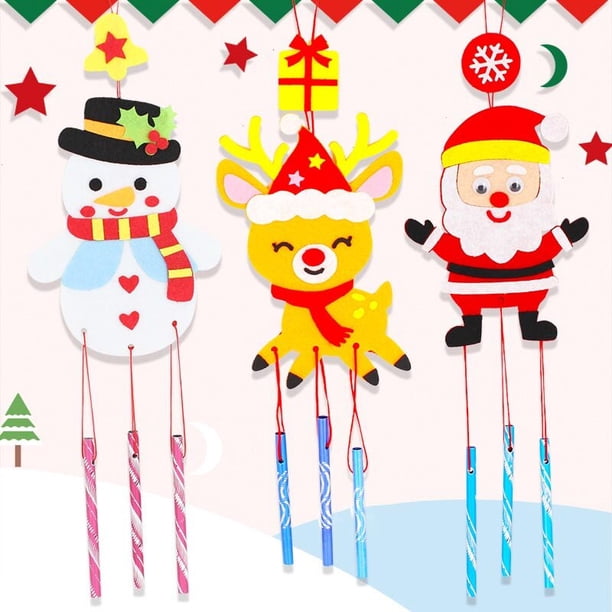 Child DIY Christmas Wind Chimes Aeolian Bells Educational Toys Craft Kits Xmas Decoration DIY Wind Chimes Aeolian Bells heqiyong LED