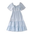 thumbnail image 2 of Rvasteizo Girls Classic Stripe Elastic Short Sleeve Long Dress for 8-12Years, 2 of 4