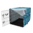 thumbnail image 3 of Waves Dog Crate Cover, Oceanic Splashes Blots and Spirals Aquatic Marine Theme, Easy to Use Pet Kennel Cover Small Dogs Puppies Kittens, 7 Sizes, Turquoise Sea Blue, by Ambesonne, 3 of 6