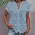 thumbnail image 2 of T Shirts For Women Womens Tops Summer Simple And Casual V Neck Solid Color Shirt Blouse, 2 of 7