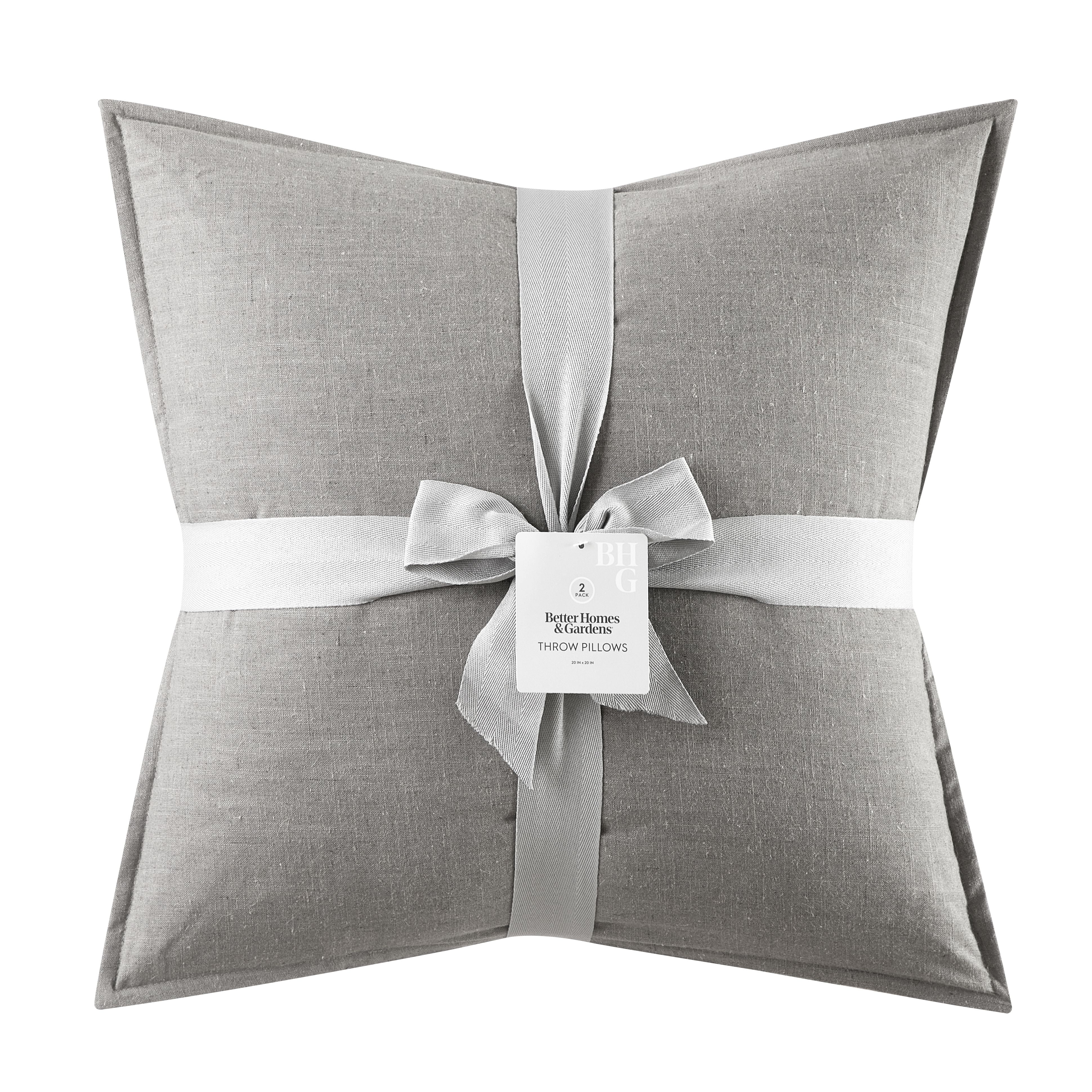 Better Homes & Gardens 20"x20" Grey Bisque 2-Pack Linen Decorative Pillows