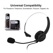 Cordless Telephone Headset, Noise Cancelling 2.5mm Call Center Headphones for Panasonic Phones, Adjustable Stretchable Headband with Long 47.24in Cord
