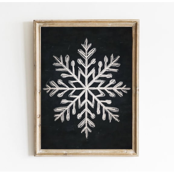 Snowflake Moody Print Poster Blackdecor Chalkboard Snowflake Home Decor Winter Wall Art Poster Warm Present Vintage UNFRAMED Poster Size 8x12