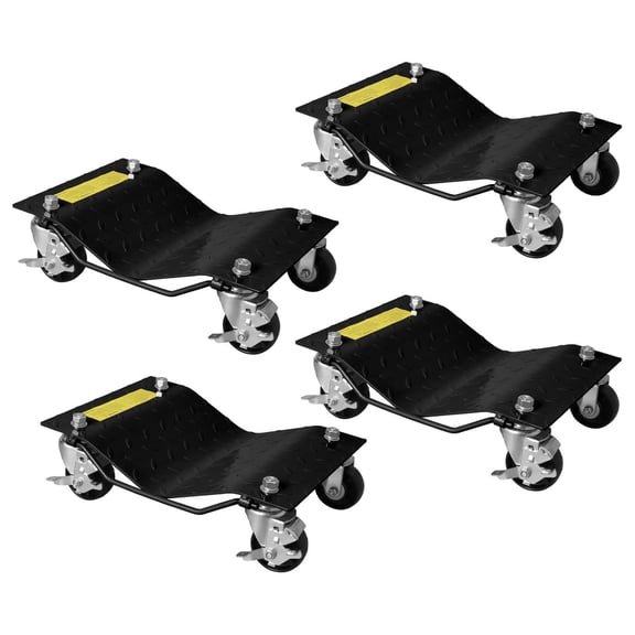 Heavy Duty Car Dolly Set of 4 Black Steel Vehicle Mover 6000 LB Capacity Garage Wheel Dolly for Cars Motorcycles Trucks with 360 Swivel Locking Casters