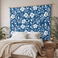 thumbnail image 3 of Blue White Floral Large Tapestry for Bedroom Wall Hanging Tapestry, Farmhouse Retro Botanical Leaves Ceiling Backdrop Tapestries Poster Blanket Wall Decor for Teens Room Living Room Dorm 86" x 104", 3 of 8
