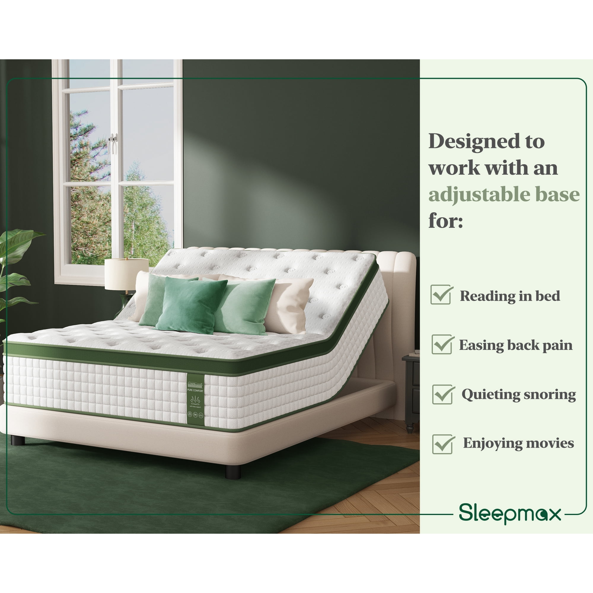 Sleepmax Aura 14" Firm King Hybrid Mattress in a Box, 365 Night Trial, Euro Top, Pain Relief, CertiPUR-US