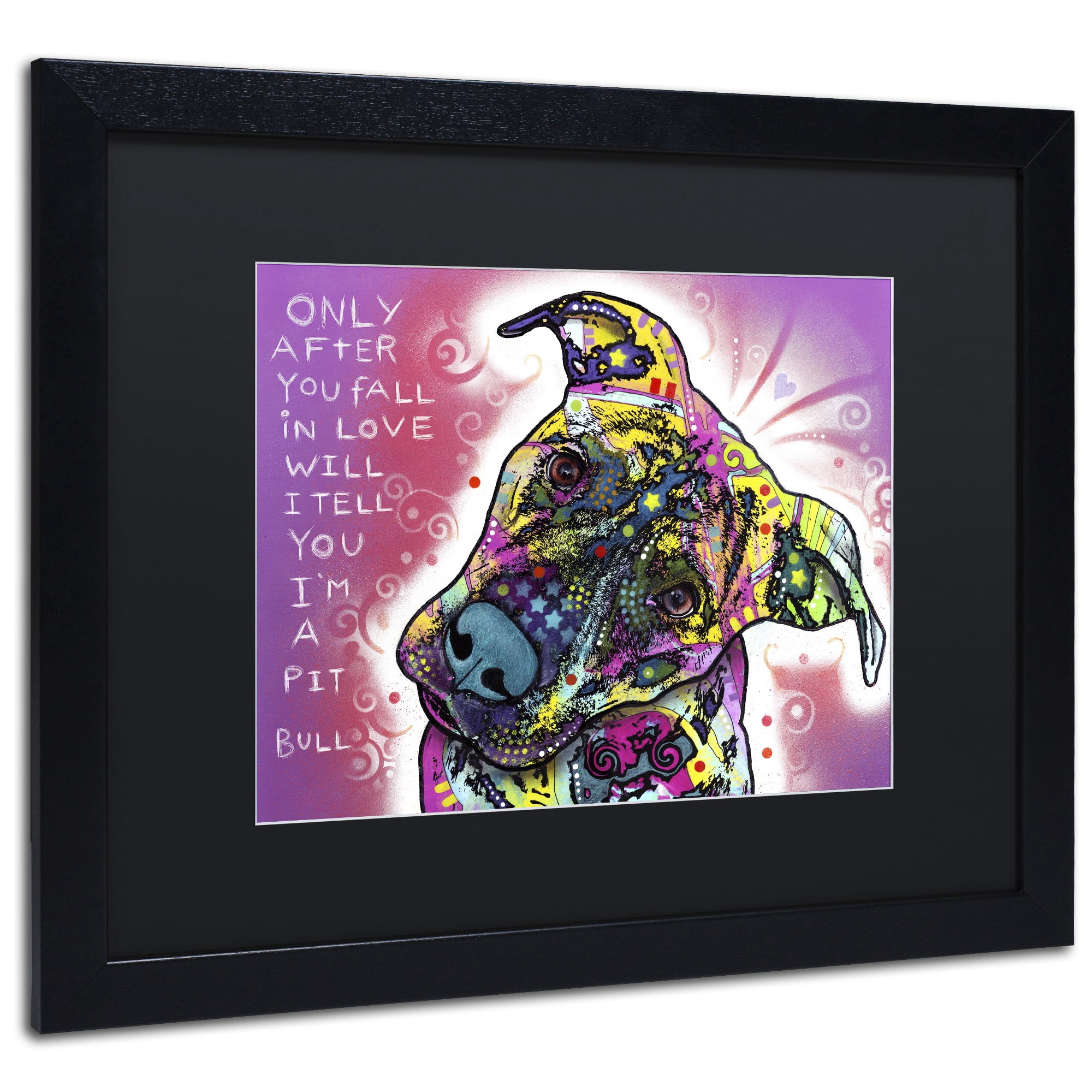 Trademark Fine Art "I'm a Pit Bull" Canvas Art by Dean Russo, Black Matte, Black Frame