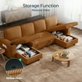 thumbnail image 3 of LINSY HOME Modular Sectional Sofa Bed with Storage Seat, Pull Out Couch Bed with Storage Ottoman, Sectional Couches for Living Room, Brown, 3 of 11